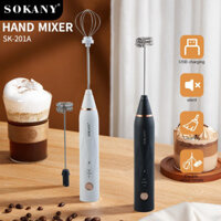 Máy Tạo Bọt Cà Phê Cầm Tay Mini Pha Chế Tiện Lợi, Cây Đánh Trứng, Đánh Kem, Cafe, Trà Sữa Sạc USB Sokany