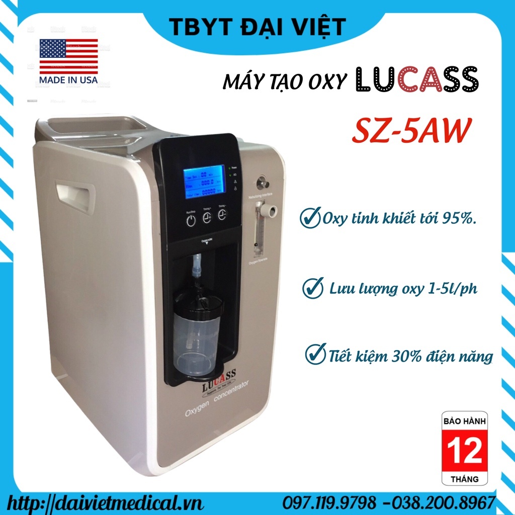 Máy tạo oxy y tế 5 lít/phút Lucass SZ-5AW