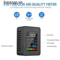 Máy theo dõi chất lượng không khí LUNAZAP, Máy đo độ ẩm Máy dò CO2 nhiệt độ, Máy đo màn hình TVOC 5 trong 1 đa chức năng