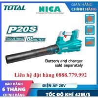 Máy thổi bụi cầm tay TOTAL TABLI20428 dùng pin lithium 20V, motor không chổi than, tốc độ không tải: 18500rpm