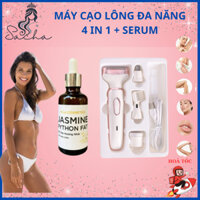 Máy tỉa lông mày, cạo lông mặt, máy tỉa vùng kín 4 in 1 êm ái an toàn, nhỏ gọn, serum Satra Mall