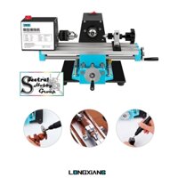 Máy tiện mini hạt chuỗi gỗ 2 motor để bàn kiêm khoan mài khắc đa năng Desktop Lathe machine LONGXIANG