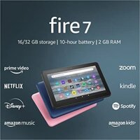 Máy tính bảng Amazon Fire 7, dung lượng 16GB, pin 10 giờ, nhẹ và dễ mang theo, dành cho giải trí tại nhà hoặc di chuyển (sản phẩm ra mắt năm 2022), màu đen, không hiển thị quảng cáo trên màn hình khóa.