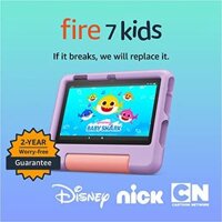 Máy tính bảng Amazon Fire 7 Kids, màn hình 7 inch, dung lượng 32GB (màu tím) cùng bộ 2 miếng dán màn hình bảo vệ.