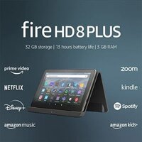 Máy tính bảng Amazon Fire HD 8 Plus năm 2022, màn hình 8” HD, 32GB dung lượng lưu trữ, RAM 3GB, CPU tăng tốc 30% và Dock sạc không dây Made for Amazon, màu xám.