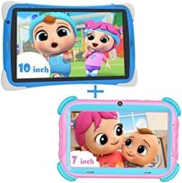 Máy tính bảng dành cho trẻ em, màn hình 10,1 & 7 inch, 2+32GB, kiểm soát của cha mẹ, có nội dung giáo dục cài đặt sẵn, cửa hàng Google, vỏ có chân đế, màu xanh lam và hồng