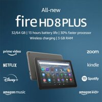 Máy Tính Bảng Kindle Fire HD8 PLUS (2022) 12th, màn hình 8” HD, 32/64GB, 8”, RAM 3GB, CPU Hexa-core 2.0 GHz thời lượng sử dụng lên đến 12h (HD8 2022)