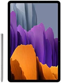 Máy tính bảng SAMSUNG Galaxy Tab S7+ Plus với màn hình 12,4 inch, 128GB bộ nhớ, Wi-Fi Bluetooth, S Pen, Cổng USB-C và tính năng sạc nhanh. Màu bạc huyền bí và chạy hệ điều hành Android.