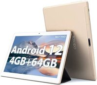 Máy tính bảng TOSCiDO Android 12, màn hình 10.1 inch, RAM 4GB + ROM 64GB + Mở rộng 1TB, CPU 8 nhân, Pin 8000 mAh, Bluetooth 5.0, GPS, Wi-Fi - Màu vàng