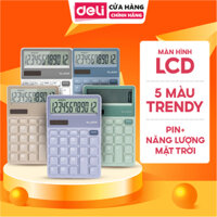 Máy Tính Cầm Tay DELI Màn Hình LCD 12 Chữ Số Máy Tính Cơ Bản Pin Năng Lượng Mặt Trời Phím Bấm Tốt