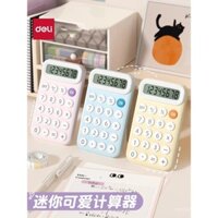 Máy tính cầm tay di động Deli cho sinh viên, máy tính nhỏ dễ thương màu kẹo, máy tính văn phòng hoạt hình