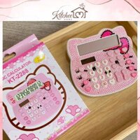 Máy tính cầm tay máy tính học sinh Hello Kitty đính đá dễ thương sử dụng pin, thao lắp dễ dàng