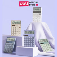 Máy Tính Cao Cấp Deli Máy Tính Cầm Tay Màn Hình LCD Phím To Máy Tính 12 Số Pin Năng Lượng Mặt Trời