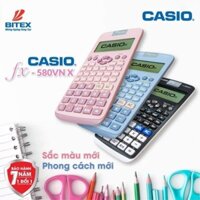 Máy tính casio 580vnx - Máy tính học sinh - 3 màu xanh/hồng/đen - Bảo hành 7 năm