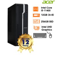Máy tính để bàn Acer Veriton X2680G-DT.VV1SV.02M-12G: Intel Core I5-11400; 4G (+ 8G Khuyến mại) ; 256GB SSD: LAN 1000; Key+Mouse Acer USB; Free DOS; Cổng kết nối: HDMI, DisplayPort