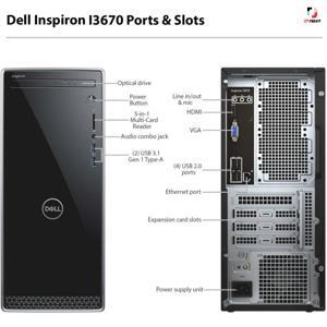 Máy tính để bàn Dell Inspiron 3670MT 70189208 - Intel Core i5-9400, 8GB RAM, HDD 1TB, Intel HD Graphics
