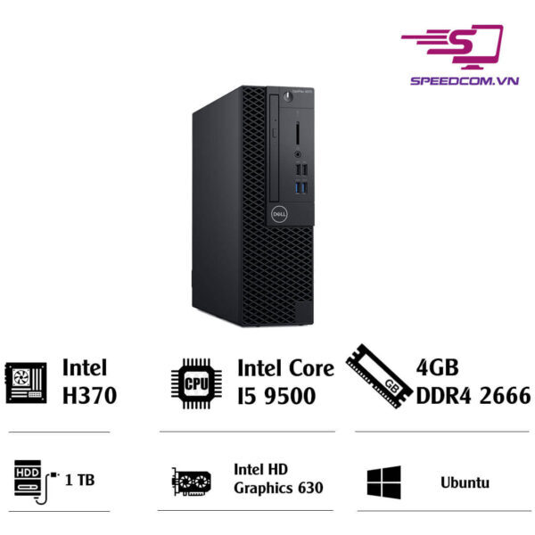 Máy tính để bàn Dell OptiPlex 3070SFF 9500-1TBKHDD - Intel Core i5-9500, 4GB RAM, HDD 1TB, Intel UHD Graphics 630