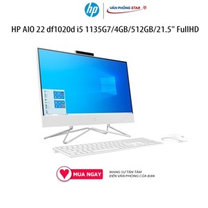 Máy tính để bàn HP 22-df1020d 4B6D8PA - Intel Core i5-1135G7, 4GB RAM, SSD 512GB, Intel Iris Xe Graphics, 21.5 inch