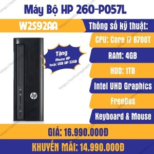 Máy tính để bàn HP 260-P057L - intel core i7, 4GB RAM, HDD 1TB, AMD Radeon R5 330 2GB GDDR5