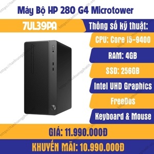 Máy tính để bàn HP 280 G4-7UL39PA - Intel Core i5 9400, 4GB RAM, SSD 256GB, Intel HD Graphics 630