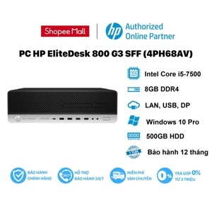 Máy tính để bàn HP EliteDesk 800 G3 SFF 4PH68AV - Intel Core I5-7500, 8GB RAM, HDD 500GB, Intel HD Graphics