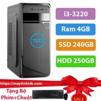 Máy tính để bàn MAX PC CPU Core i3 3220 Ram 4GB SSD 240GB+HDD 250GB+ Qùa tặng bộ phím chuột, bàn di chuột