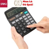 Máy tính để bàn, máy tính cầm tay 12 số Deli - thay pin AAA dễ dàng - E837
