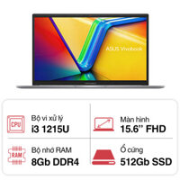 Máy tính Laptop Asus Vivobook 15 X1504ZA-NJ582W (i3 1215U/ 8GB/ 512GB SSD/15.6 inch FHD/Win11/ Silver)