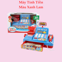 Máy Tính Tiền Cho Bé Đồ Chơi Máy Tính Tiền Siêu Thị Màu Xanh Lam Cho Bé Chơi Đồ Hàng Học Tập