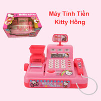 Máy tính tiền cho bé máy tính tiền siêu thị đồ chơi màu hồng có nhạc và đèn vui nhộn