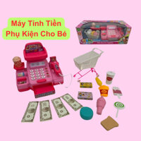 Máy tính tiền cho bé máy tính tiền siêu thị màu hồng nhiều phụ kiện với chất liệu cao cấp giúp bé tăng khả năng tư duy