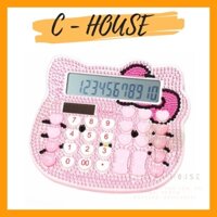 Máy tính tính tiền hàng size 14x12.5x2.8cm kiểu dáng mèo kitty cute đính hạt lấp lánh sang chảnh