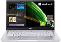 Máy tính xách tay Acer Swift X SFX14-41G-R7YT Creator với Wi-Fi 6 và Windows 11 Home - màu Vàng, có bàn phím có đèn nền, màn hình Full HD 14 inch 100% sRGB, CPU AMD Ryzen 5 5600U, GPU NVIDIA RTX 3050, RAM LPDDR4X 8GB và ổ cứng SSD NVMe 512GB.