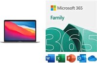 Máy tính xách tay Apple MacBook Air 2020 Chip M1, Màn hình Retina 13 inch, RAM 8GB, Bộ nhớ SSD 256 GB, Xám không gian, kèm Microsoft 365 Family | Đăng ký 12 tháng | Tải về cho PC/Mac