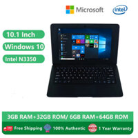 Máy tính xách tay giá rẻ năm 2022 Windows 10  Netbook 10,1 inch Intel Celeron N3350 RAM 6