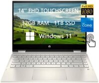 Máy tính xách tay HP Pavilion 14 FHD Spin 2 trong 1, Màn hình cảm ứng, Bản nâng cấp mới nhất năm 2023, Intel Core i5-1135G7, RAM 32 GB, SSD 1 TB, HDMI, Đầu đọc FP, Windows 11, Sẵn sàng cho trường học và doanh nghiệp, Cáp HDMI ROKC