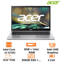 Máy Tính Xách Tay Laptop Acer Aspire 3 A315-59-321N - Bạc - 15.6 FHD; I3-1215U; 8GB + 1slot; 256GB SSD +1 M.2+ 1 HDD