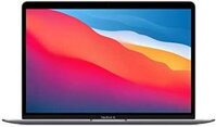 Máy tính xách tay MacBook Air 2020 của Apple với Chip M1, màn hình Retina 13 inch, RAM 8GB, ổ cứng SSD 256GB, bàn phím có đèn nền, camera FaceTime HD và Touch ID; Tương thích với iPhone/iPad; Có màu xám không gian.