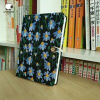 Máy tính xách tay thêu hoa UTENEW, Giấy dán giấy trống bằng vải Botton, Văn phòng phẩm viết A5 A6 ngọt ngào 96 tờ Nhật ký kế hoạch hàng ngày Nhắc nhở hàng tuần