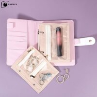 Máy tính xách tay trang sức CAEIORE, Dụng cụ sắp xếp trang sức tiện lợi có thể gập lại, Túi du lịch trưng bày bằng da PU di động Vòng cổ vòng tay