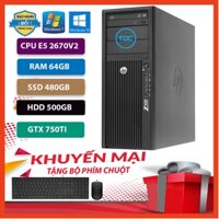 Máy Trạm HP Z420 Chuyên Đồ Họa/Game Nặng CPU E5 2670 V2 Ram 64GB,SSD 480GB,HDD 500GB,Card Rời GTX 750TI+Qùa Tặng