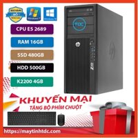 Máy Trạm HP Z420 Chuyên Đồ Họa/Game Nặng CPU E5 2689 Ram 16GB,SSD 480GB,HDD 500GB,Card Rời Quadro K2200+Qùa Tặng