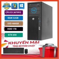 Máy Trạm HP Z420 Chuyên Đồ Họa/Game Nặng CPU E5 2670 V2 Ram 32GB,SSD 480GB,HDD 1TB,Card Rời GTX 750TI+Qùa Tặng
