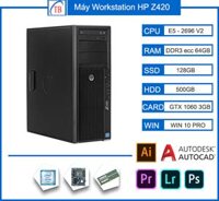 MÁY TRẠM HP Z420 WORKSTATION CPU E5 2696 V2/RAM 64GB/128GB SSD/500GB HDD/1060 3GB