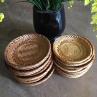 Mây tre- 10 đĩa tre mẹt tre đựng hạt dưa size 14cm -Tre HN