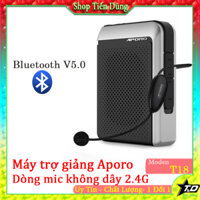 Máy Trợ giảng không dây Aporo T18 mic sóng 2.4G UHF kết nối bluetooth, thẻ nhớ TF, AUX 3.5mm, USB