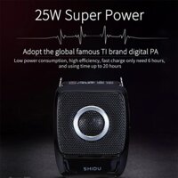 Máy Trợ Giảng Shidu S92 25W, Hỗ Trợ 2 Micro Không Dây, Pin 20 Giờ
