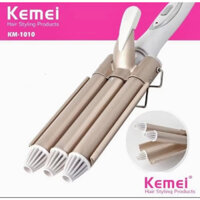 Máy uốn tóc 3 trục có điều chỉnh nhiệt độ kemei KM 1010 Giá kho sale 169k