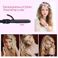 Máy uốn tóc 3 trục dập sóng nước làm tóc đẹp chuẩn salon tóc, uốn sóng nước (tặng lược chia tóc + 2 kẹp)