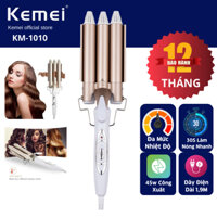 Máy Uốn Tóc Chuyên Nghiệp Kemei KM-1010, 3 Trục Uốn Dùng Uốn Xoăn, Gợn Sóng, BH Chính Hãng 12 Tháng